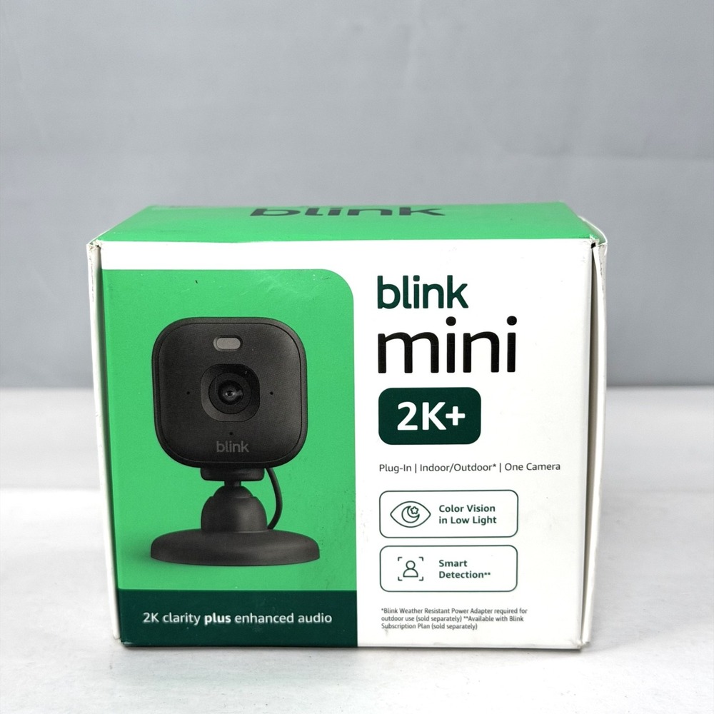 Blink Mini 2K+ Compact Plug-in Security Camera 2K Video Resolution Black / New